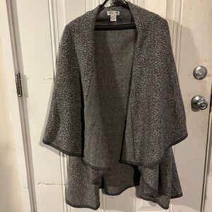 ACS Women Gray Open Front Wool Blend Cape Cardigan Wrap – One Size